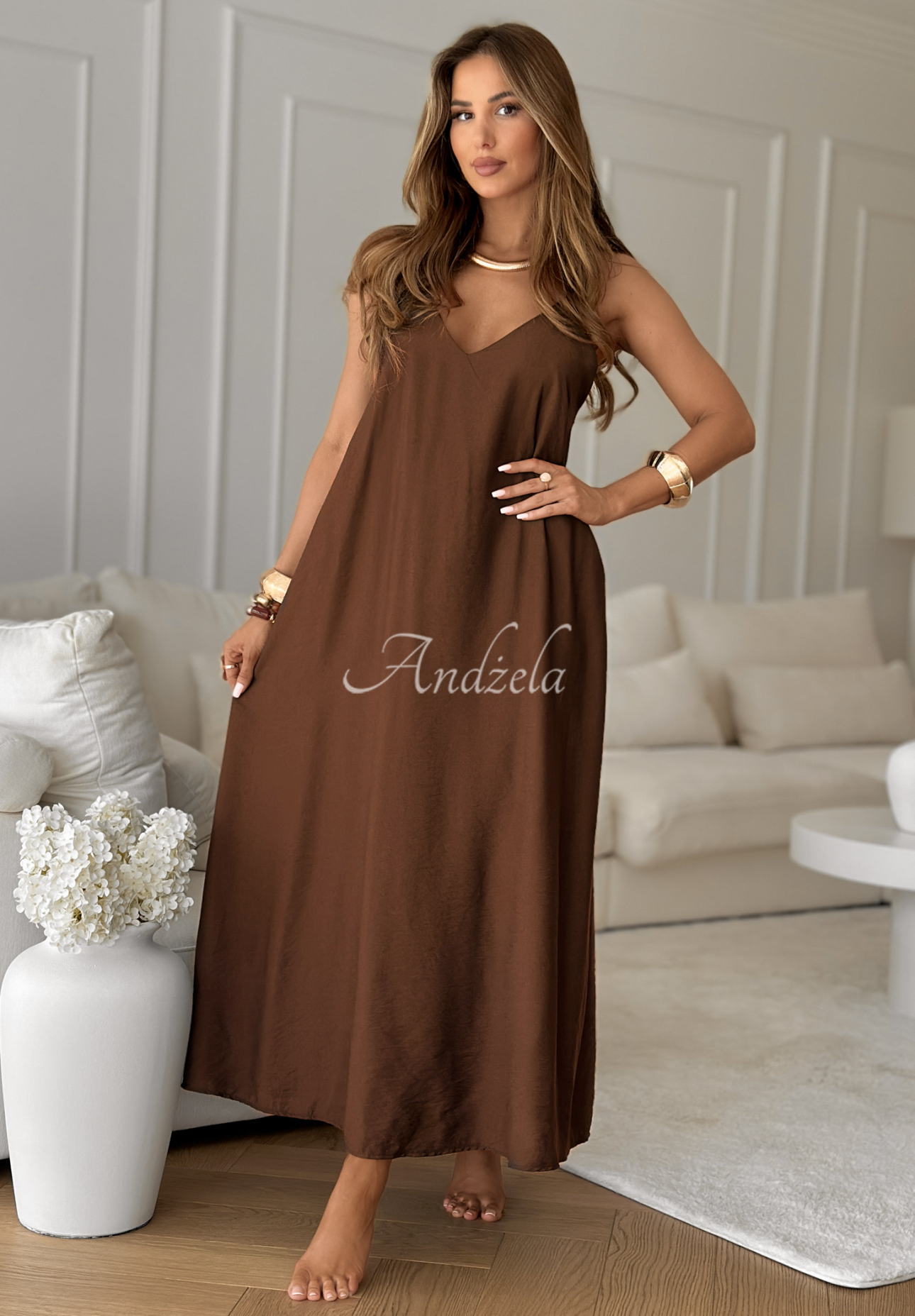 Rochie oversize din viscoză Catalina Island cu bretele