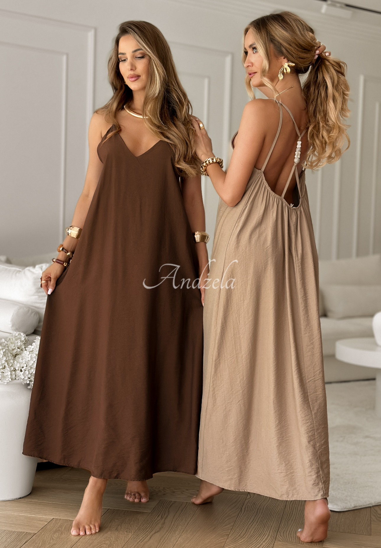 Rochie oversize din viscoză Catalina Island cu bretele