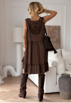 Wiskozowa Rochie z koronką boho Golden Shores ciocolatie