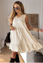 Wiskozowa Rochie z koronką boho Golden Shores de culoarea vaniliei