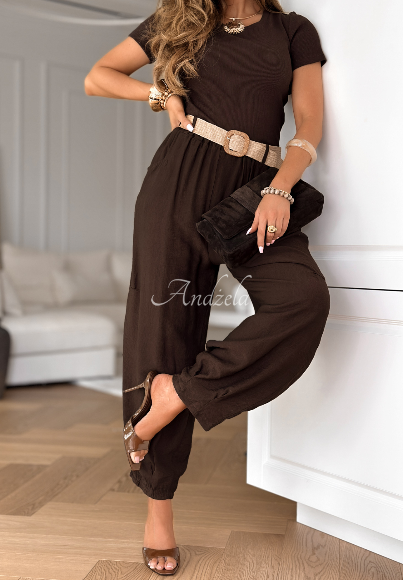 Pantaloni din viscoză New Hampshire cu curea