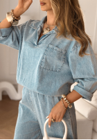 din denim Cămașă To Be Wonderful  albastru deschis