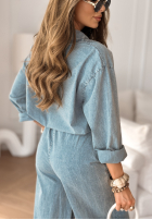 Pantaloni din denim To Be Wonderful albastru deschis
