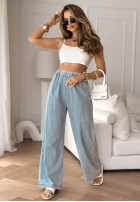 Pantaloni din denim To Be Wonderful albastru deschis