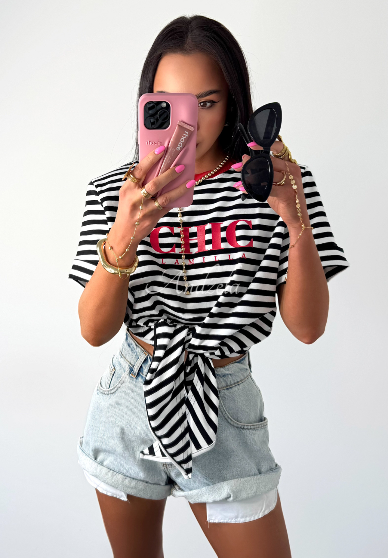 Tricou cu legare La Milla I Have Seen model în dungi