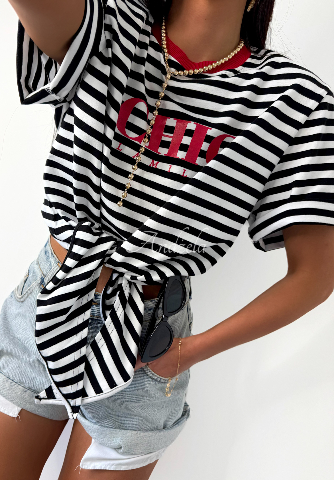 Tricou cu legare La Milla I Have Seen model în dungi