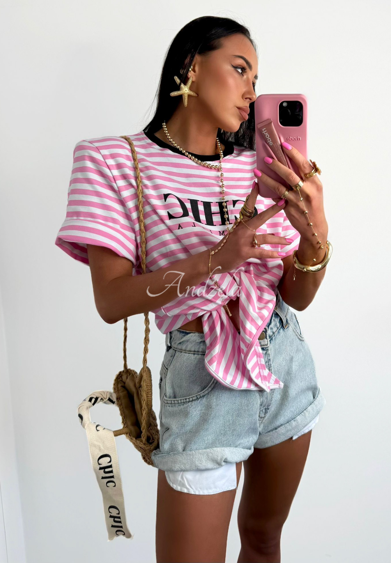 Tricou cu legare La Milla I Have Seen model în dungi
