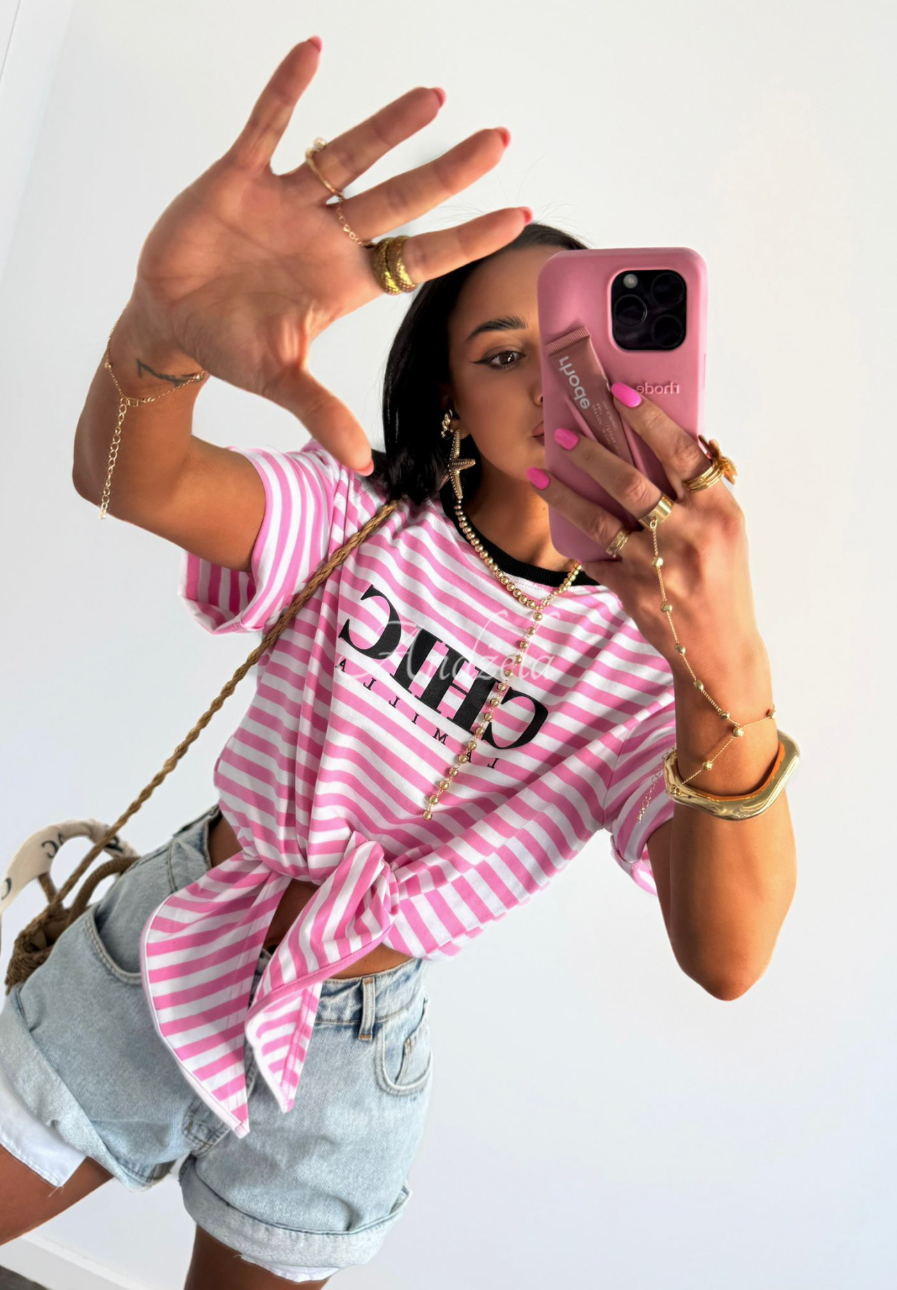Tricou cu legare La Milla I Have Seen model în dungi