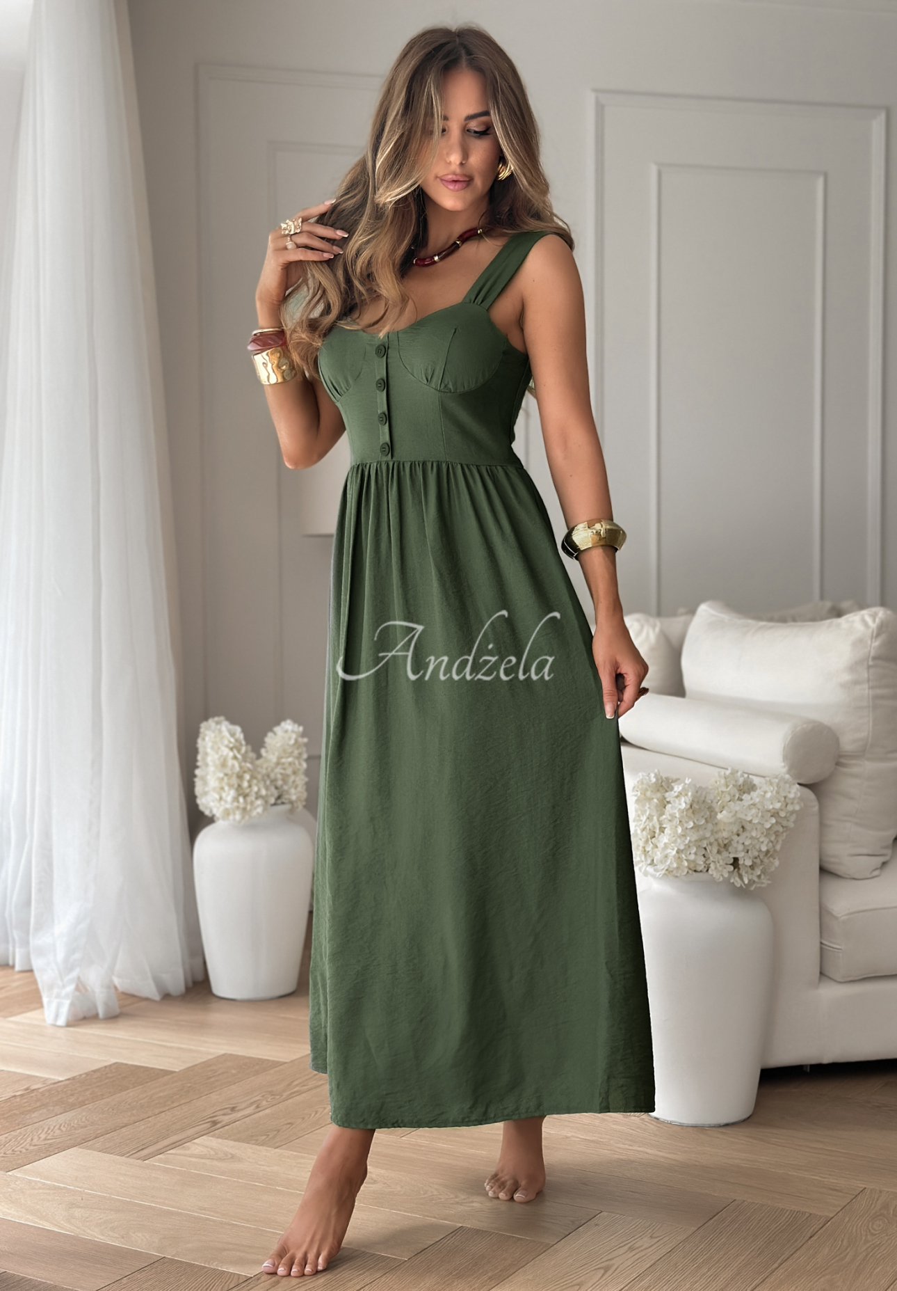 Rochie din viscoză La Esmeralda cu bretele