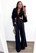Compleu Cămașă i Pantaloni wide leg La Milla Remembers Everything ciocolatiu