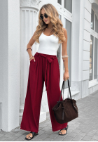 din material textil Pantaloni wide leg z paskiem Jefferson City burgundowe