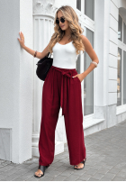 din material textil Pantaloni wide leg z paskiem Jefferson City burgundowe