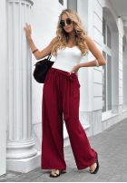 din material textil Pantaloni wide leg z paskiem Jefferson City burgundowe