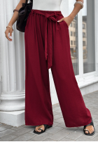 din material textil Pantaloni wide leg z paskiem Jefferson City burgundowe