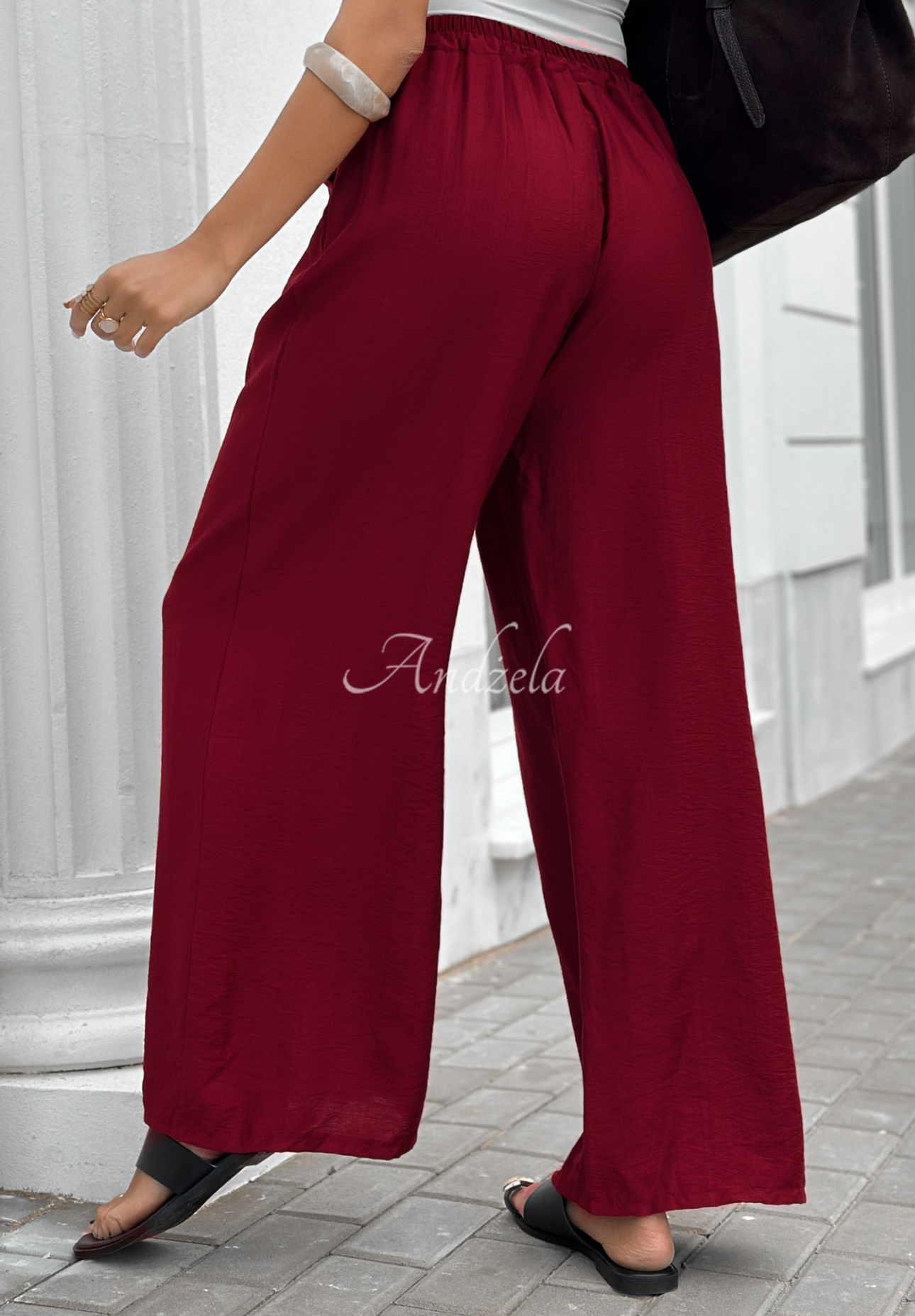 Pantaloni wide leg din viscoză Jefferson City cu curea