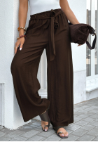 din material textil Pantaloni wide leg z paskiem Jefferson City ciocolatii