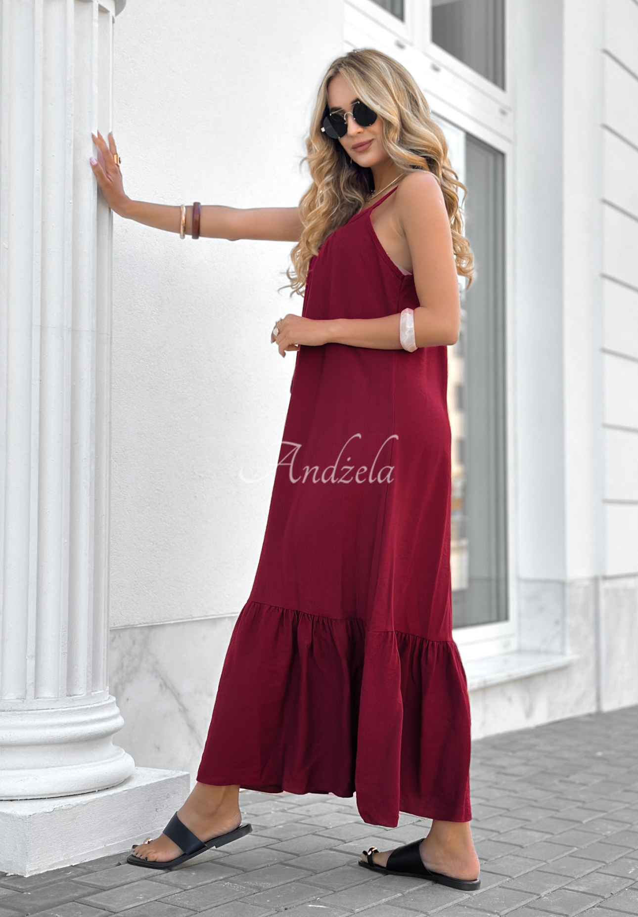 Rochie maxi din viscoză New Iberia cu bretele