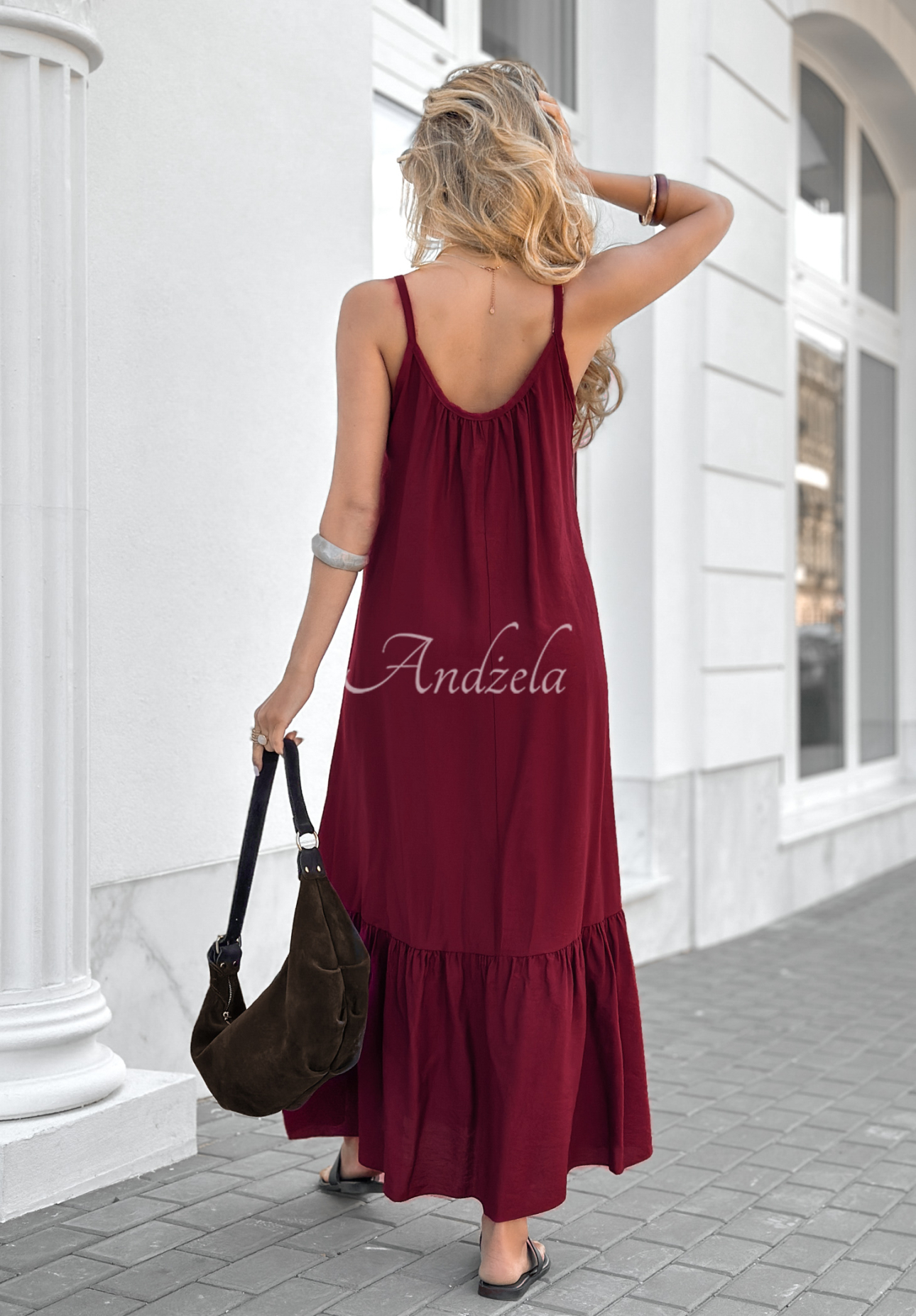 Rochie maxi din viscoză New Iberia cu bretele