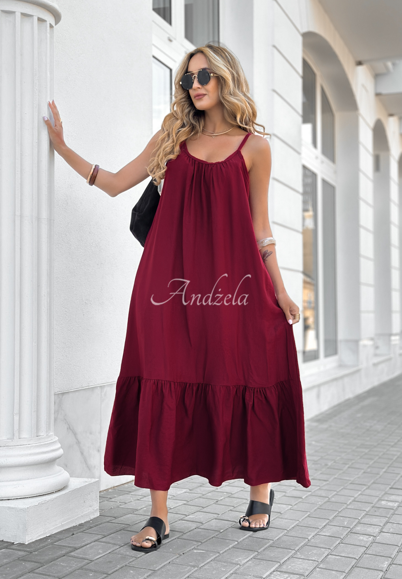 Rochie maxi din viscoză New Iberia cu bretele