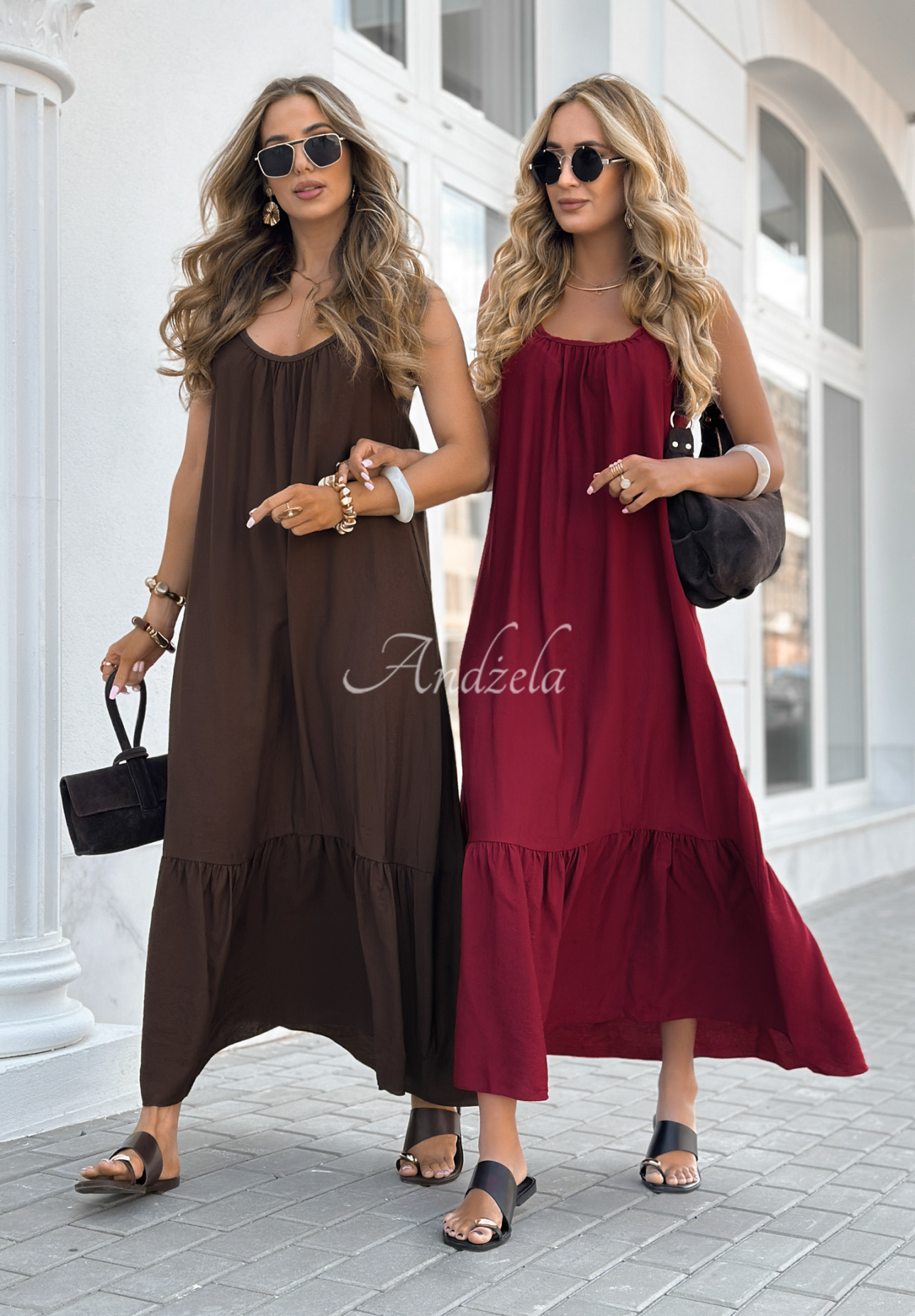 Rochie maxi din viscoză New Iberia cu bretele