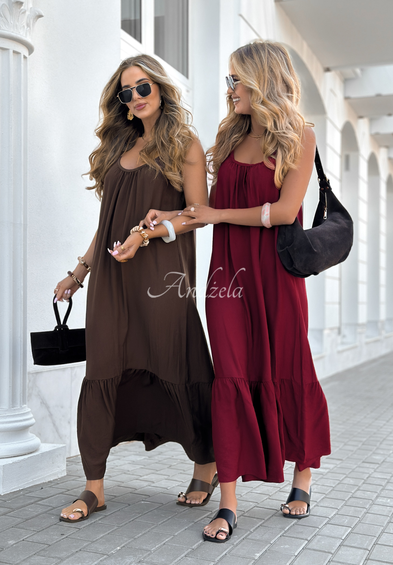 Rochie maxi din viscoză New Iberia cu bretele