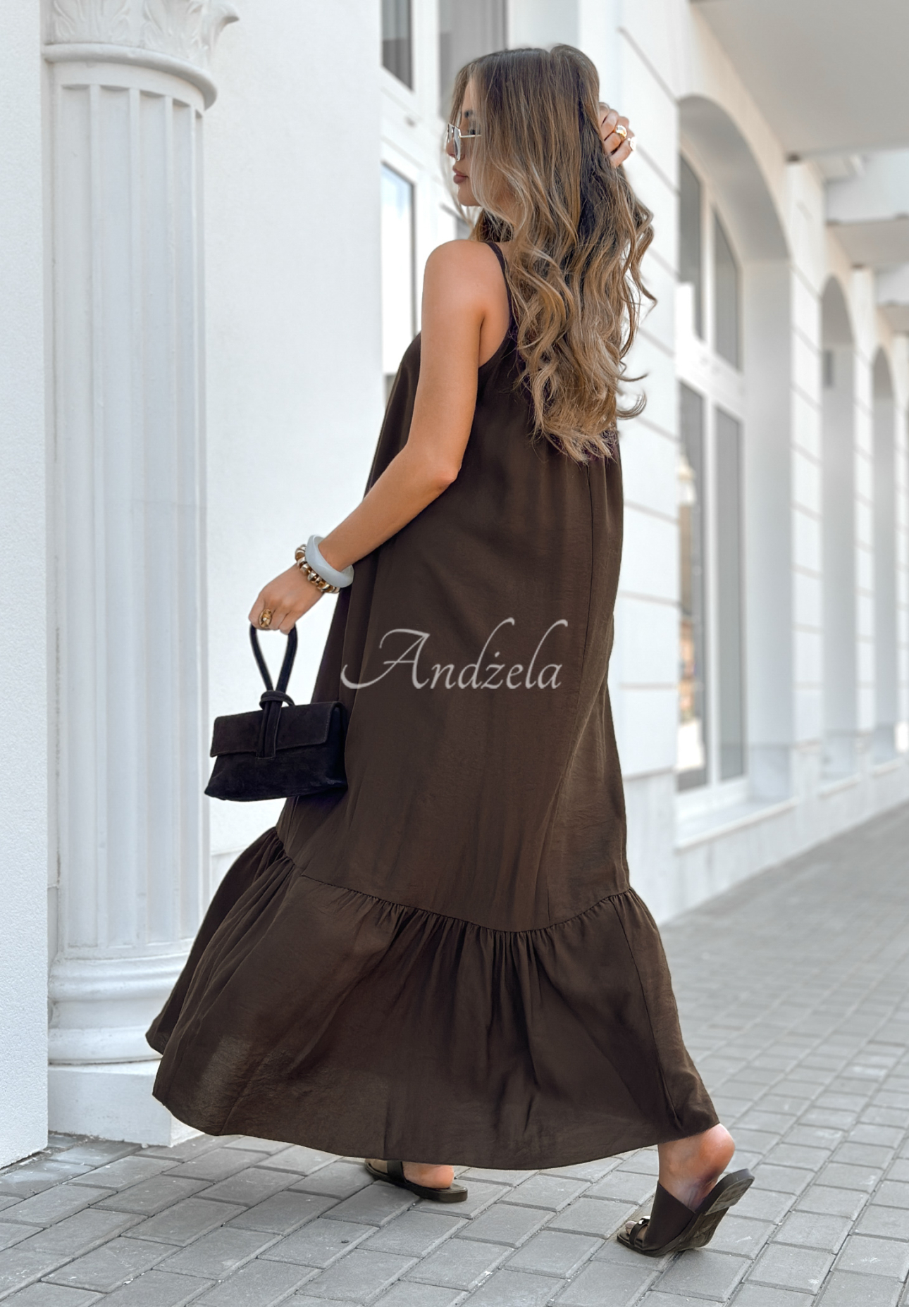 Rochie maxi din viscoză New Iberia cu bretele