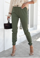 Wiskozowe Pantaloni z paskiem Charleston kaki