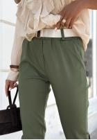 Wiskozowe Pantaloni z paskiem Charleston kaki