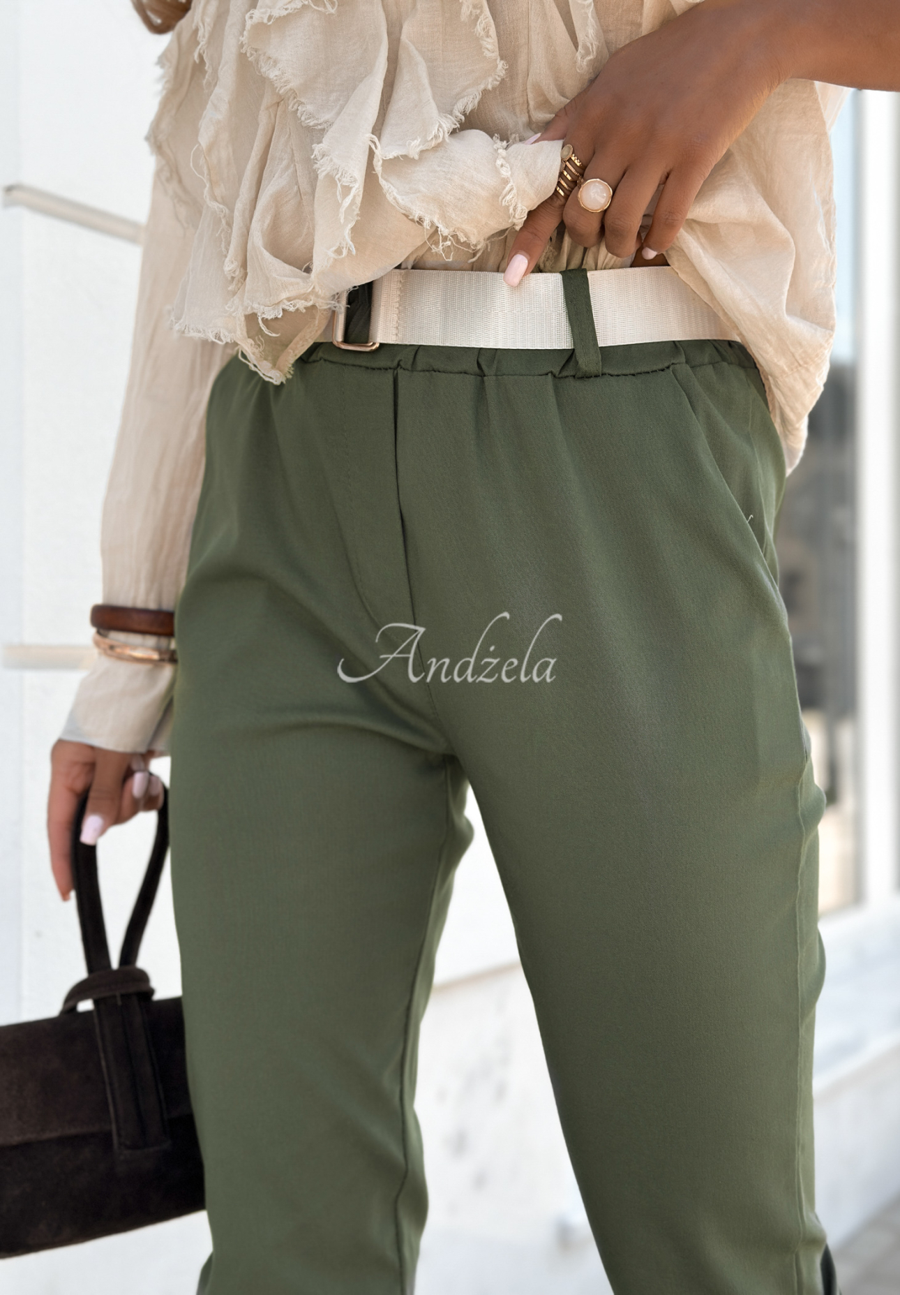 Pantaloni din viscoză Charleston cu curea