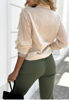 Wiskozowe Pantaloni z paskiem Charleston kaki