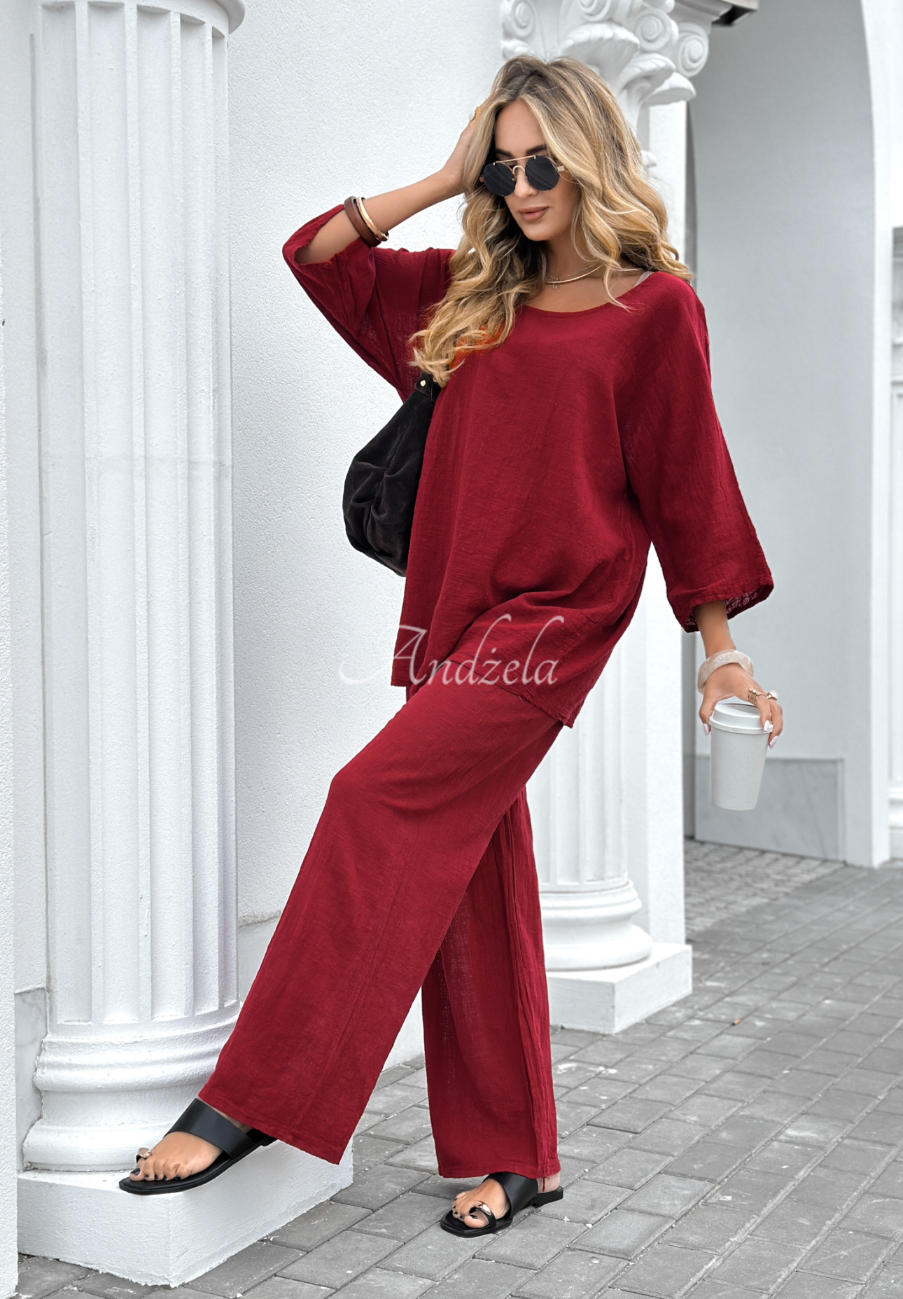 Set format din bluză și pantaloni wide leg Telling You