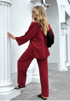 Compleu Bluză i Pantaloni wide leg Telling You burgundowy