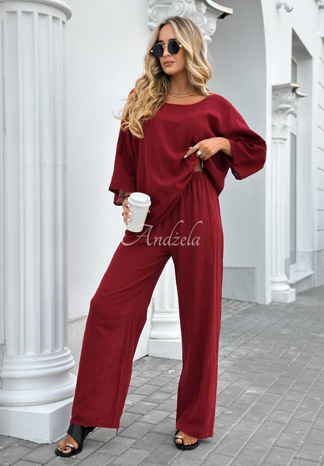 Set format din bluză și pantaloni wide leg Telling You