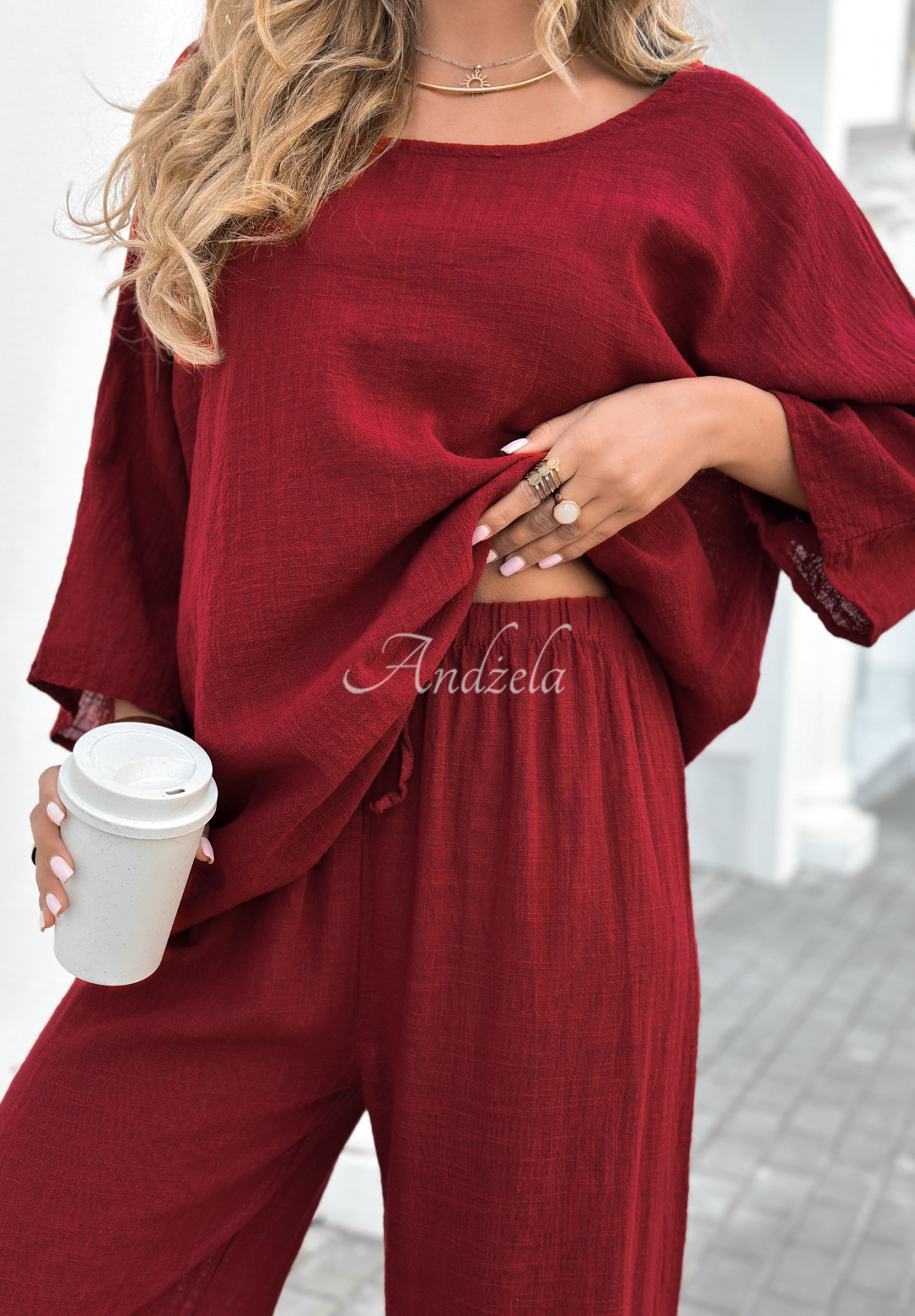 Set format din bluză și pantaloni wide leg Telling You