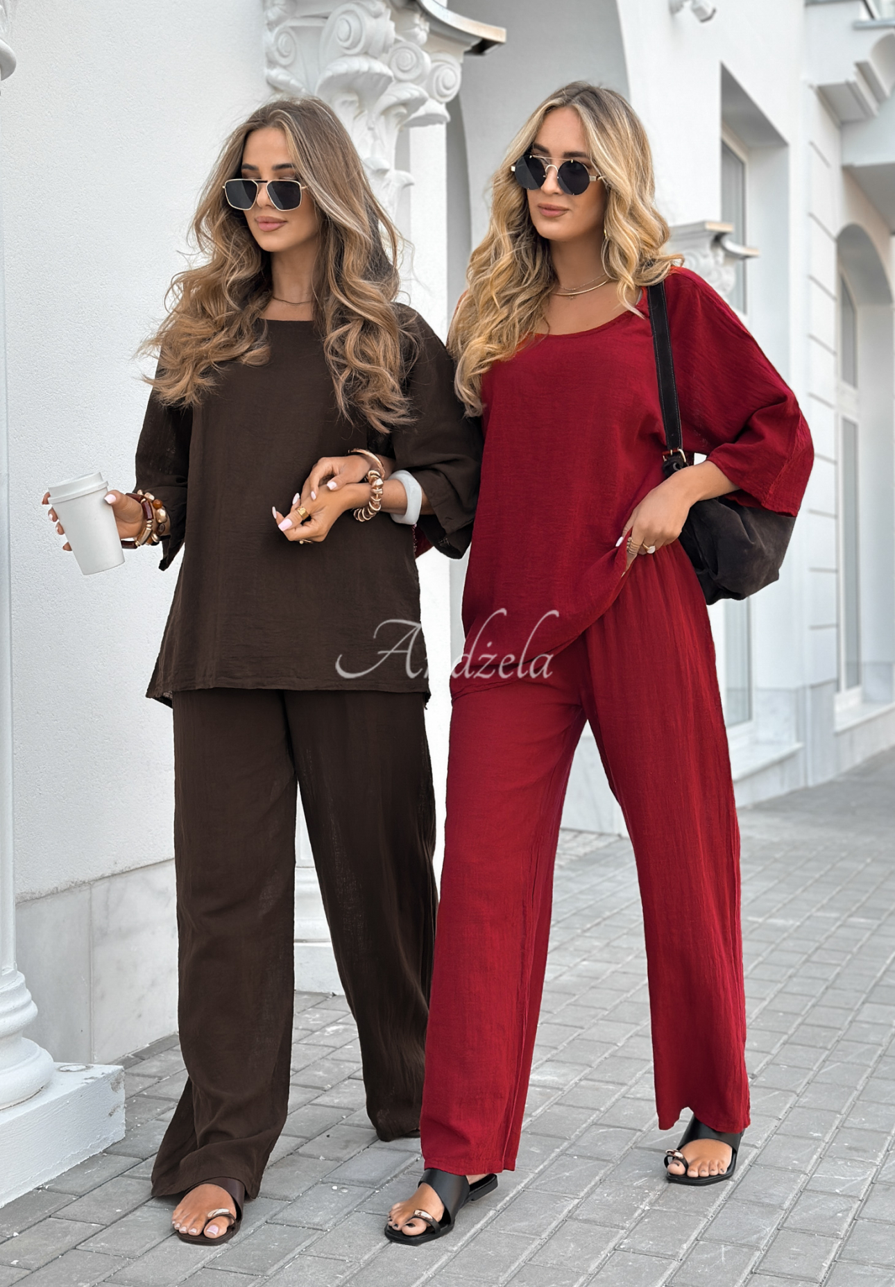 Set format din bluză și pantaloni wide leg Telling You