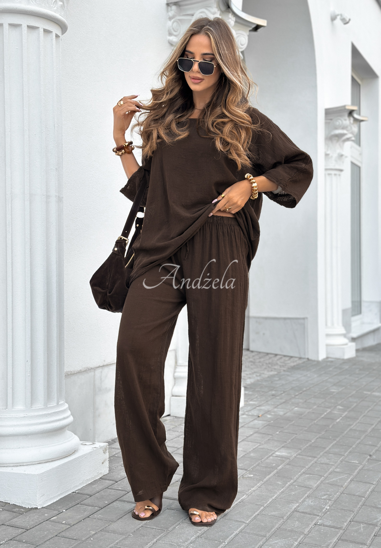 Set format din bluză și pantaloni wide leg Telling You
