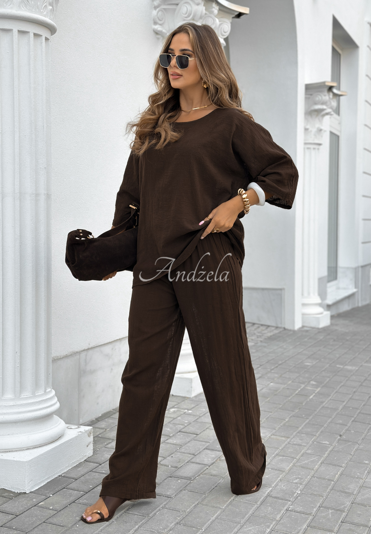 Set format din bluză și pantaloni wide leg Telling You