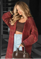 Długi Cardigan oversize Life You Dreamed burgundowy