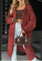 Długi Cardigan oversize Life You Dreamed burgundowy