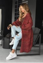 Długi Cardigan oversize Life You Dreamed burgundowy