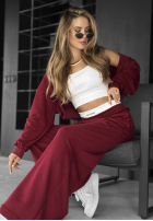 Compleu Hanorac i Pantaloni wide leg Let’s Do This burgundowy