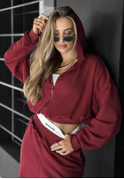 Compleu Hanorac i Pantaloni wide leg Let’s Do This burgundowy