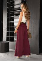 din material textil Pantaloni wide leg z paskiem Own Your Power burgundowe