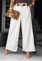 din material textil Pantaloni wide leg z paskiem Own Your Power ecru