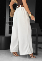 din material textil Pantaloni wide leg z paskiem Own Your Power ecru