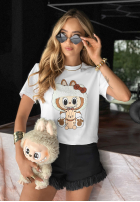 Tricou z nadrukiem Stay Free Alb