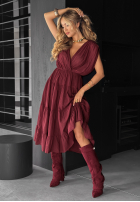 Rochie na szerokich ramiączkach Feel It Now burgundowa