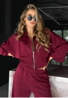 Compleu de trening Hanorac i Pantaloni Now You See burgundowy