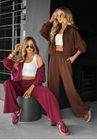 Compleu de trening Hanorac i Pantaloni Now You See burgundowy