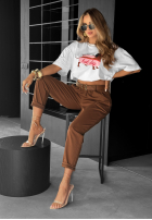 Pantaloni z paskiem Take A Look ciocolatii